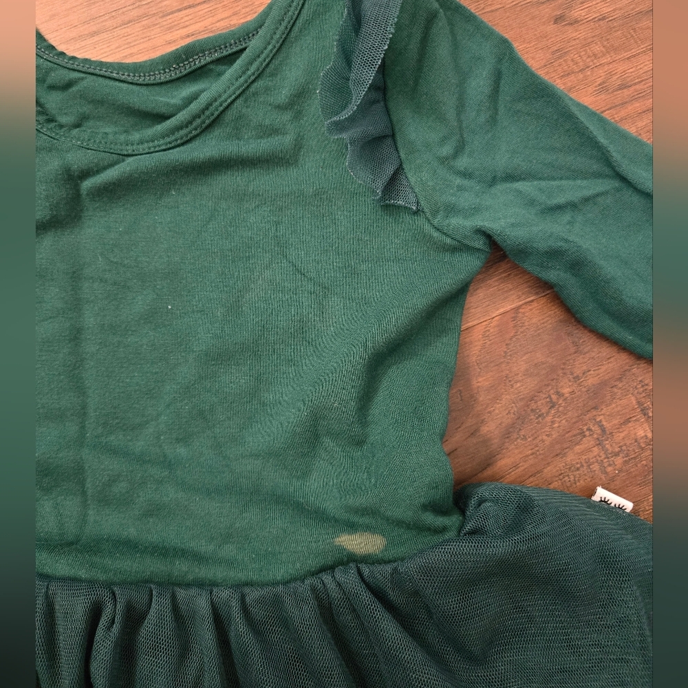 Little Sleepies Teal Green Long Sleeve Tulle Skater Dress - Picture 4 of 6